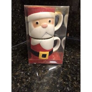 NEW Hallmark Santa Stackable Mug Set of 2 Christmas Ceramic‎ Mugs